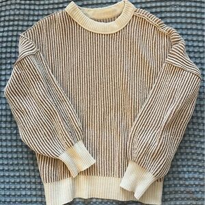 Aerie Striped Cream and Brown Sweater